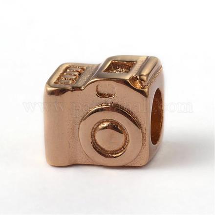 カメラ316ステンレス鋼の欧州大きな穴ビーズ  ゴールドカラー  10x9x8mm  穴：5mm OPDL-F005-03J-1