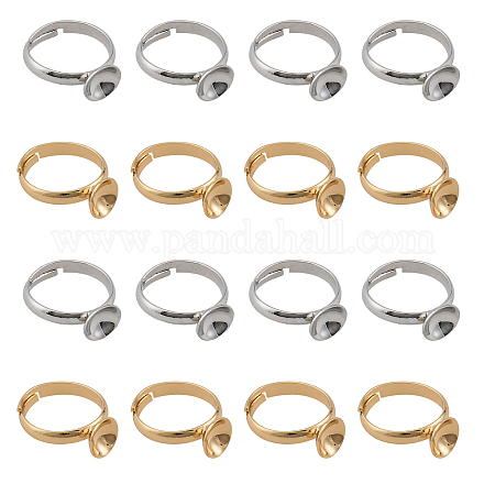 CHGCRAFT 20Pcs 2Colors Adjustable Brass Ring Findings Open Cuff Rings Findings Flat Round Pad Ring Base Settings for DIY Ring Jewelry Making Wedding Birthday Gift DIY-CA0005-56-1