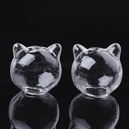 Perline globo di vetro soffiato gattino fatto a mano X-GLAA-Q077-01-1