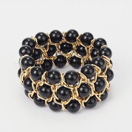 Abs perles à trois brins de bracelets extensibles X-BJEW-A104-03B-1