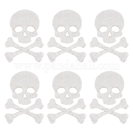 SUPERFINDINGS 6 Set Bling Rhinestone Skull Sticker Skull Bone Glitter Rhinestone Car Decal Skull Bone Bling Decal Crystal Car Decor for Car Interior Exterior Window Motorcycle Helmet Laptop DIY-FH0003-71-1