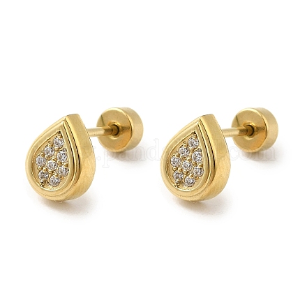 304 Stainless Steel with Rhinestone Stud Earrings for Women EJEW-G364-08G-1