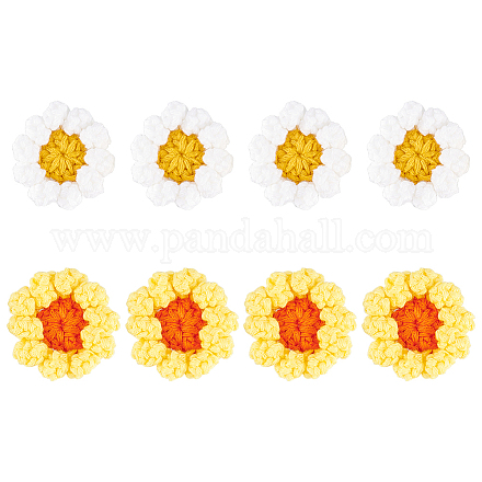Fingerinspire 8 pieza de flores de ganchillo blancas y amarillas PATC-FG0001-37-1