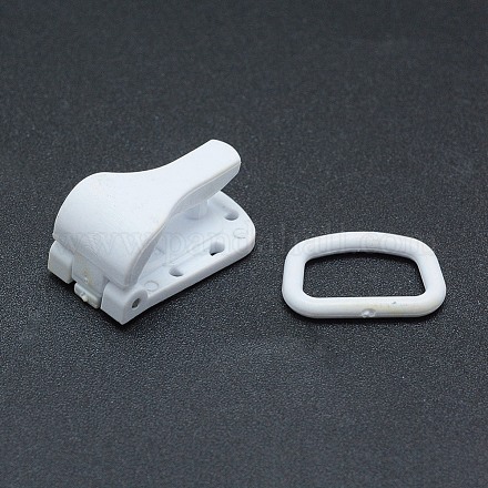 環境に優しい縫製可能なプラスチッククリップと長方形のリングセット  ベルトクリップ  ホワイト  26mm  穴：5x12.5mm KY-F011-05A-1