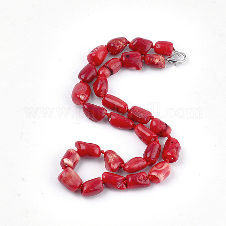 Sea Bamboo Coral(Imitation Coral) Beaded Necklaces NJEW-S414-39-1