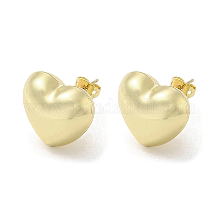 Серьги-гвоздики из латуни с покрытием в форме сердца EJEW-F331-30G-1