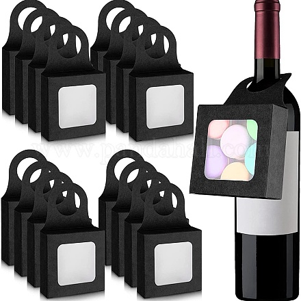 Quadratische Geschenk-Hängeboxen aus Kraftpapier für Wein PW-WGB0D49-03-1