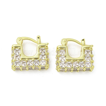 Rectangle Rack Plating Brass with Cubic Zirconia Hoop Earrings EJEW-Z035-02G-1