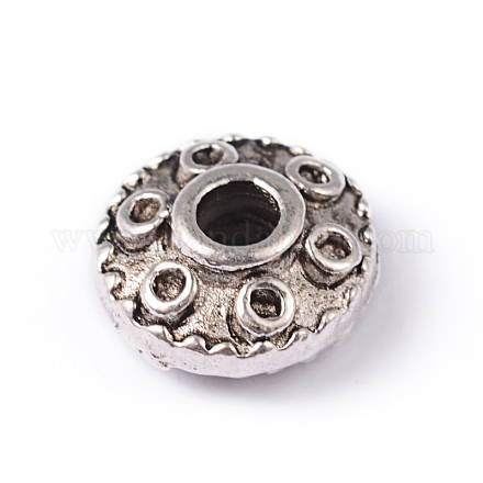 Flat Round Tibetan Style Alloy Beads PALLOY-AD4477-AS-NF-1