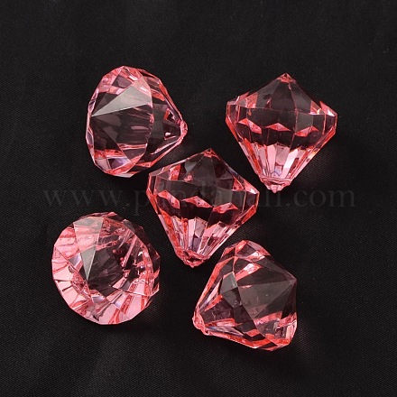 Transparent Pink Color Acrylic Diamond Pendants X-DB28x31mmC03-1