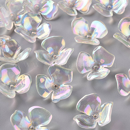 3-petal transparente Acryl Perlenkappen X-TACR-S156-016-1