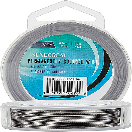 BENECREAT 40m 0.6mm 7-Strand Tiger Tail Beading Wire 201 Stainless Steel Nylon Coated Craft Jewelry Beading Wire for Crafts Jewelry Making TWIR-BC0001-12-0.6mm-1