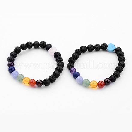 Bracelets extensibles à perles de lave naturelle X-BJEW-JB02494-1