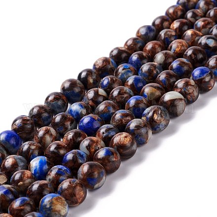 Assembled Synthetic Lapis Lazuli and Bronzite Beads Strands G-K317-A26-2-1