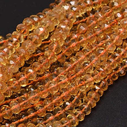 Faceted Rondelle Natural Quartz Crystal Beads Strands G-K067-02-8mm-1