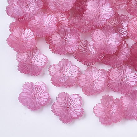 5花びらのプラスチック製ビーズキャップ  スモモの花  蘭  18.5~19.5x19~20x6mm  穴：1mm KY-T015-21B-B01-1