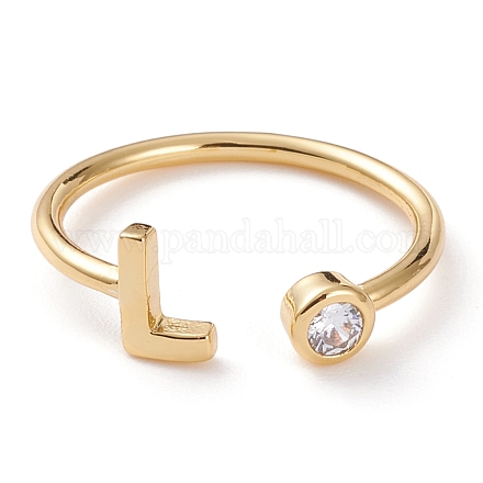 Латунные кольца из манжеты с прозрачным цирконием RJEW-J074-01G-L-1