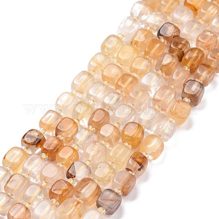 Quartz hématoïde jaune naturel/fils de perles de quartz guérisseur doré G-K323-10-1