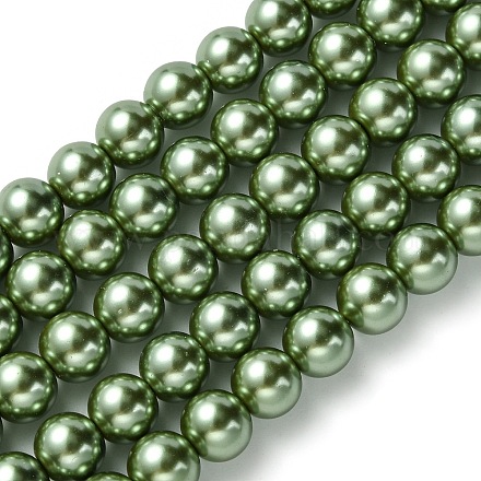 Umweltfreundliche runde Perlenstränge aus gefärbtem Glasperlen HY-A002-8mm-RB025-1
