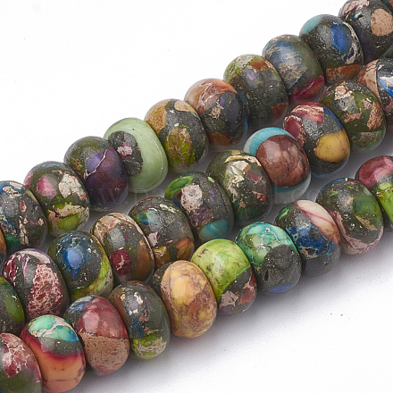Synthetic Gold Line Imperial Jasper Beads Strands G-T103-15-1