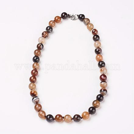 Natural Dyed Agate Beads Necklaces NJEW-F139-8mm-08-1