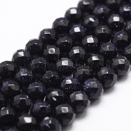 Synthetic Blue Goldstone Beads Strands X-G-D840-14-8mm-1