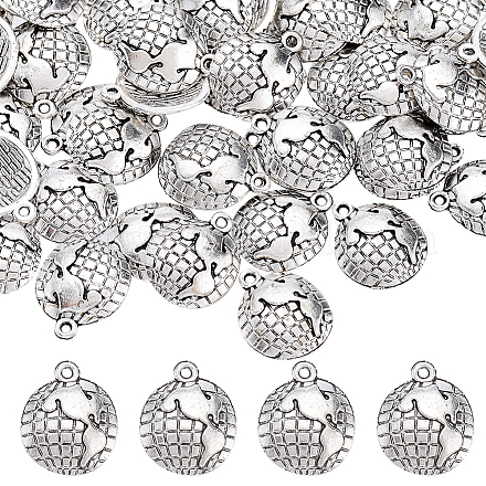 SUNNYCLUE 1 Box 100pcs Earth Charms Bulk Globe Charms Mini Alloy Antique Silver Planet Space Planetary Universal Charm for Jewelry Making Charms Women DIY Necklaces Earrings Bracelets Keychains Crafts FIND-SC0006-31-1