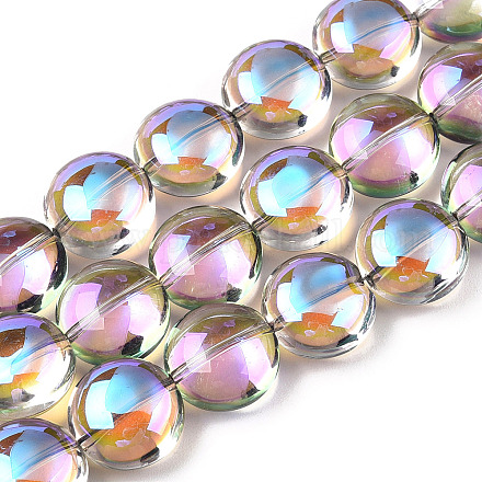 Brins de perles de verre de galvanoplastie transparentes X-EGLA-P049-01A-HR01-1