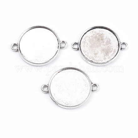 Flat Round Tibetan Style Bezel Cabochon Connector Settings X-TIBE-A124178-AS-LF-1