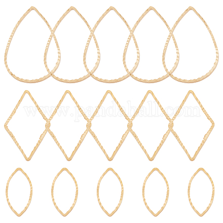 Beebeecraft 60Pcs/Box 3 Style Linking Rings 24K Gold Plated Brass Teardrop Rhombus Horse Eye Jewelry Connector Charms for DIY Necklaces Bracelets Making KK-BBC0003-09-1