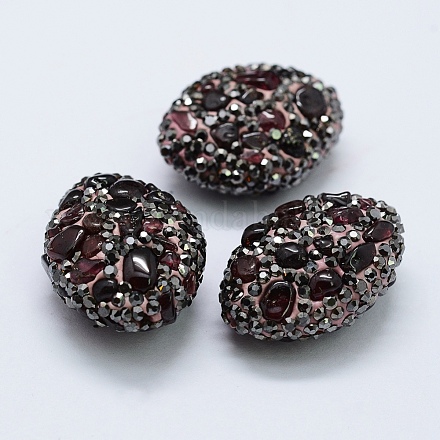 Polymer Clay Rhinestone Beads PEAR-F006-37C-1