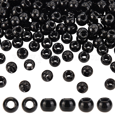 OLYCRAFT 200pcs 8x6mm Black Glass Beads with 3.5mm Large Hole Rondelle Round Glass Beads Black Loose Beads Black Crystal Spacer Beads for Bracelet Necklace Jewelry Making DIY Crafts GLAA-WH0036-09B-1