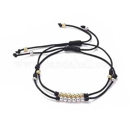 Bracciali di perline intrecciati con fili di nylon regolabili BJEW-JB05045-01-1