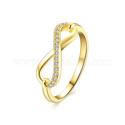 Бесконечность модно золото покрыло латунь кубического циркония палец кольца RJEW-BB15335-6G-1