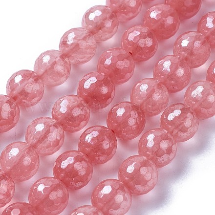 Electroplate Cherry Quartz Glass Beads Strands G-F627-04-E-1