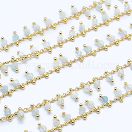 Natürliche aquamarine handgemachte Perlenketten CHC-P003-11Z-1