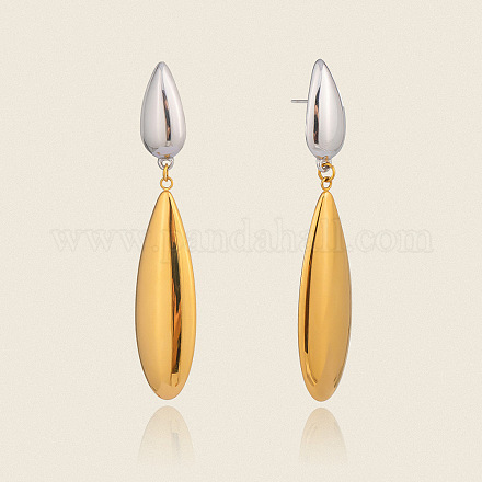 Двухцветные серьги-гвоздики в форме капли из нержавеющей стали 304 EE9638-1