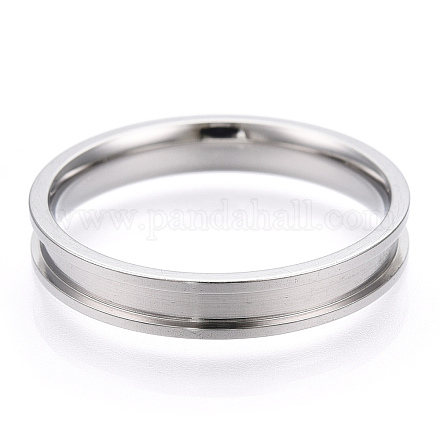 201 impostazioni per anelli scanalati in acciaio inossidabile RJEW-TAC0017-4mm-04A-1