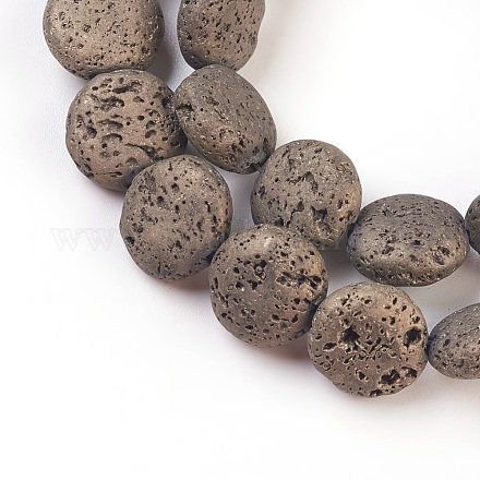 Brins de perles de pierre de lave naturelle galvanisées G-E497-B-04-1