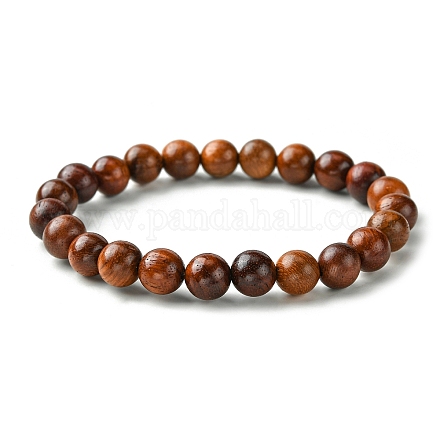 Bracelets extensibles unisexes en bois naturel avec perles BJEW-JB05463-01-1