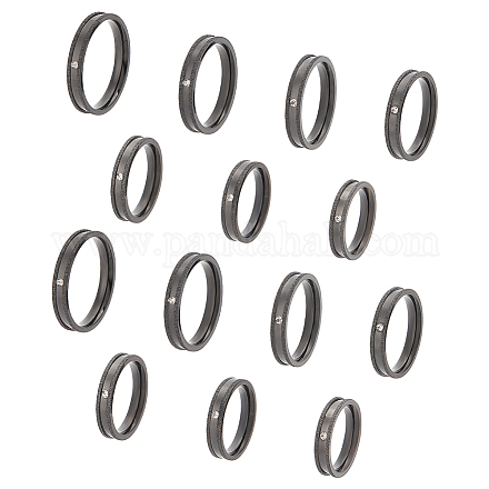Unicraftale 14pcs 7 anello di barretta scanalato del rhinestone di cristallo di formato RJEW-UN0002-55EB-1