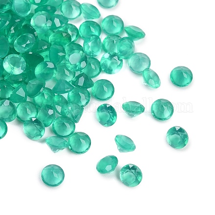Facettierte natürliche grüne Onyx Achat (gefärbt und erhitzt) Cabochons G-I295-05C-07-1