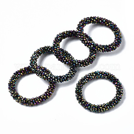 Faceted Electroplate Glass Beads Stretch Bracelets BJEW-S144-002G-03-1