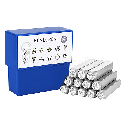 Benecreat 12pcs sellos de metal de hierro AJEW-BC0001-63-1