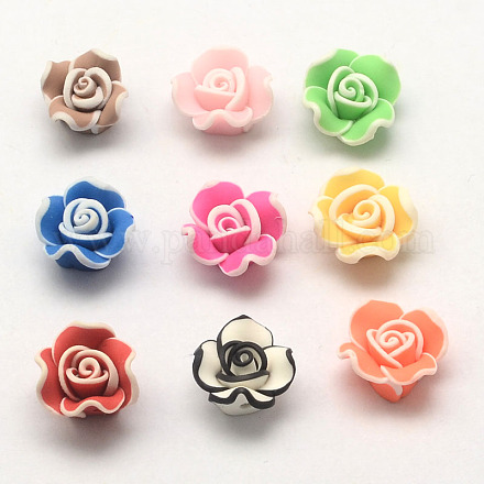 Handmade Polymer Clay 3D Flower Beads CLAY-Q198-15mm-M-1