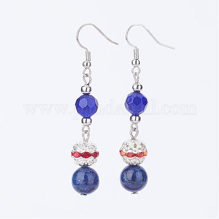 Boucles d'oreilles avec pendentif en lapis-lazuli naturel EJEW-JE02318-03-1