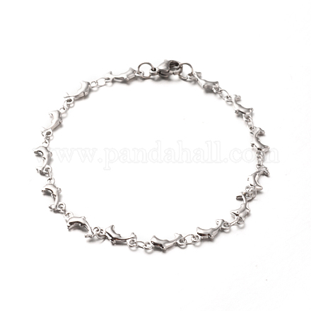 304 link braccialetti delfino in acciaio inox BJEW-O076-03P-1