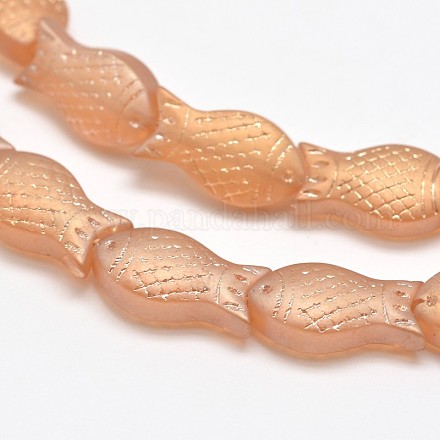 Frosted Electroplate Glass Fish Beads Strands EGLA-M001-A04-1