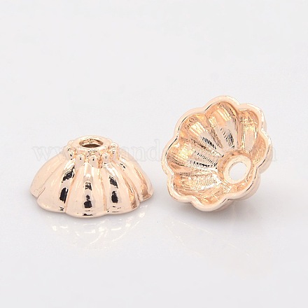 Chapeaux de perles en alliage d'or rose sans nickel et sans plomb PALLOY-J471-63RG-FF-1