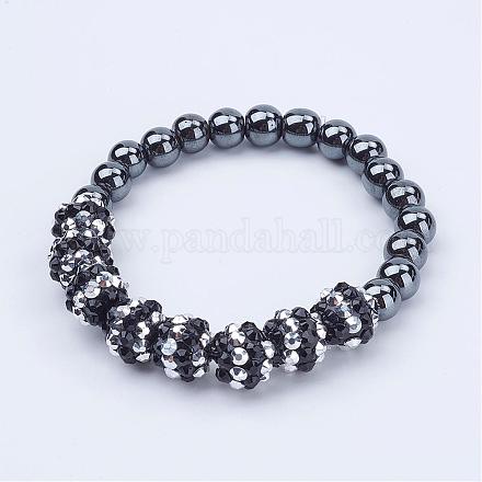 Chunky Resin Rhinestone Beads Stretch Bracelets BJEW-JB02851-05-1